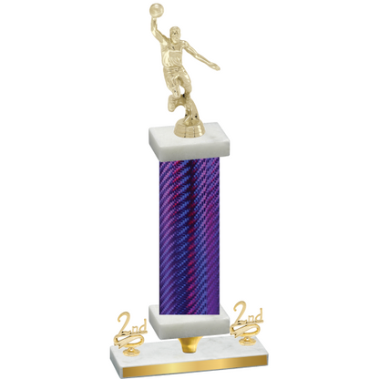 Premium Single Purple Carbon Fiber Second Place Basketball Trophy