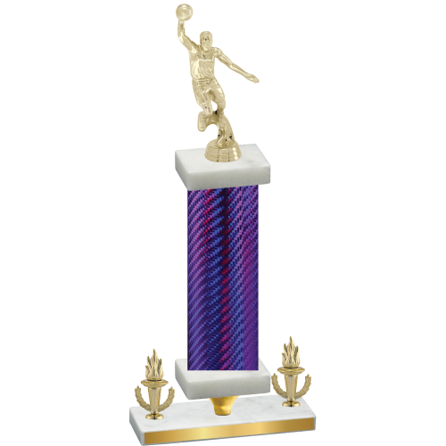 Premium Single Purple Carbon Fiber Victory Basketball Trophy