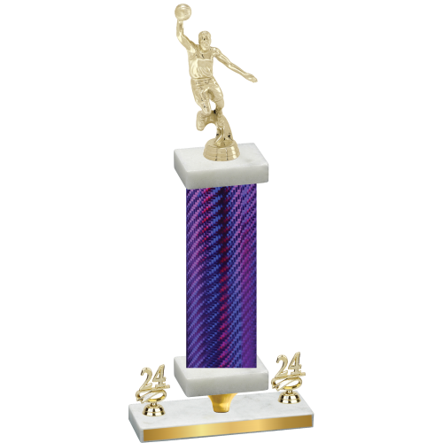 Premium Single Purple Carbon Fiber Year Basketball Trophy