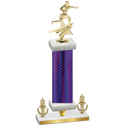 Premium Single Purple Carbon Fiber Victory Flag Football Trophy