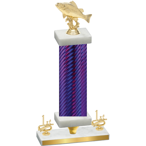 Premium Single Purple Carbon Fiber First Place Fishing Trophy