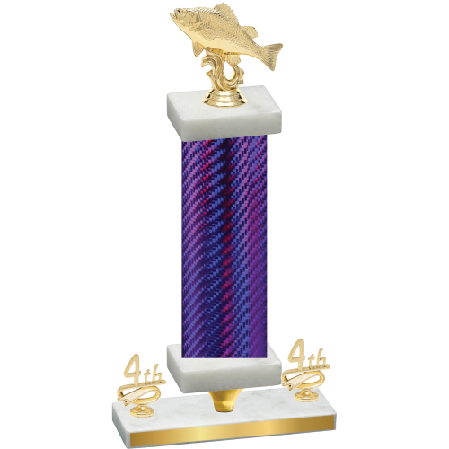 Premium Single Purple Carbon Fiber Fourth Place Fishing Trophy