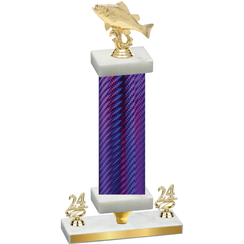 Premium Single Purple Carbon Fiber Year Fishing Trophy