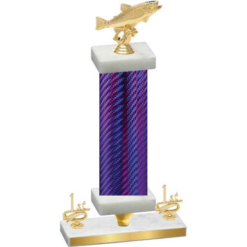 Premium Single Purple Carbon Fiber First Place Fishing Trophy