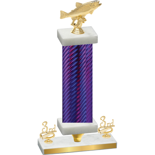 Premium Single Purple Carbon Fiber Third Place Fishing Trophy