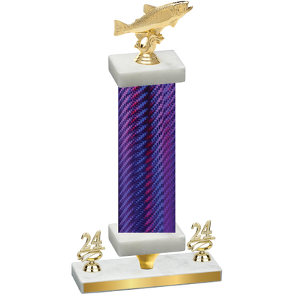 Premium Single Purple Carbon Fiber Year Fishing Trophy