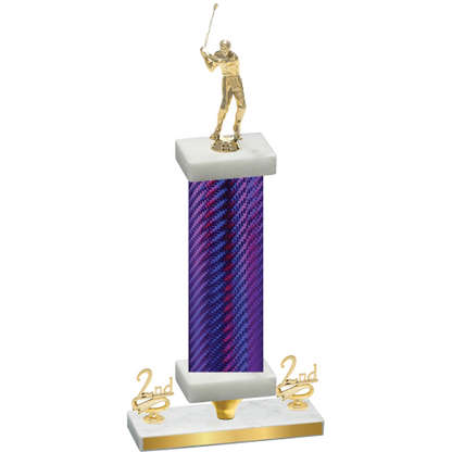 Premium Single Purple Carbon Fiber Second Place Golf Trophy