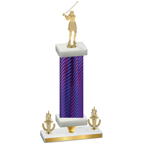 Premium Single Purple Carbon Fiber Victory Golf Trophy