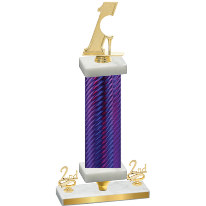 Premium Single Purple Carbon Fiber Second Place Golf Trophy