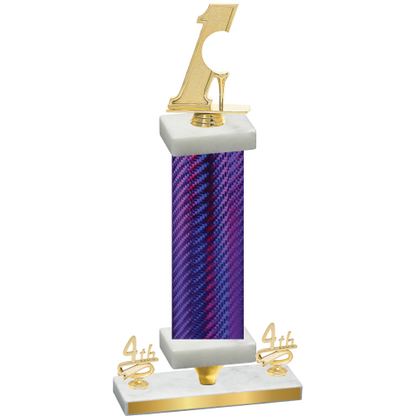 Premium Single Purple Carbon Fiber Fourth Place Golf Trophy