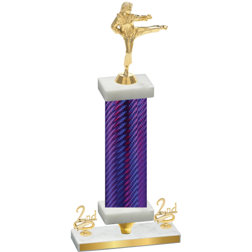 Premium Single Purple Carbon Fiber Second Place Karate Trophy