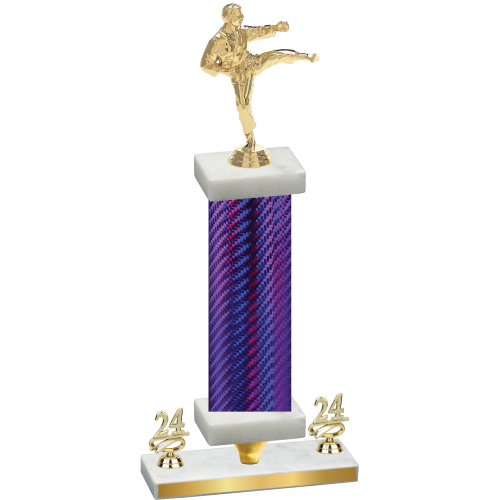 Premium Single Purple Carbon Fiber Year Karate Trophy