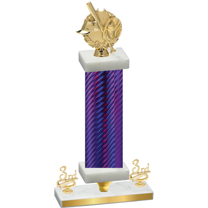 Premium Single Purple Carbon Fiber Third Place Baseball Trophy