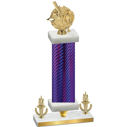 Premium Single Purple Carbon Fiber Victory Baseball Trophy