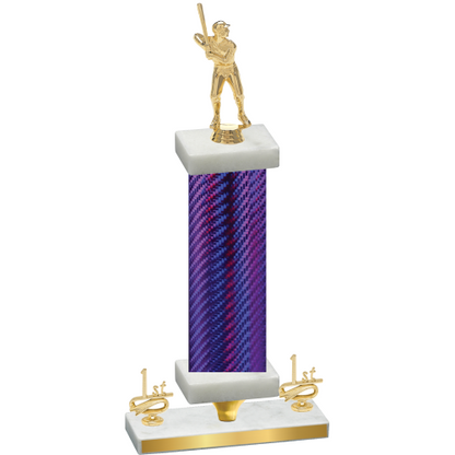 Premium Single Purple Carbon Fiber First Place Baseball Trophy