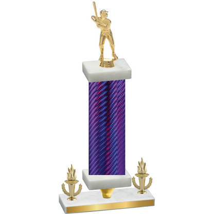 Premium Single Purple Carbon Fiber Victory Baseball Trophy