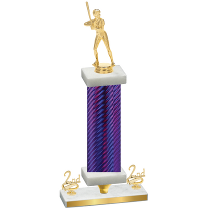 Premium Single Purple Carbon Fiber Second Place Softball Trophy