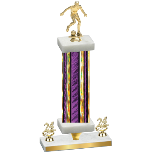 Premium Single Purple Glacier Year Soccer Trophy