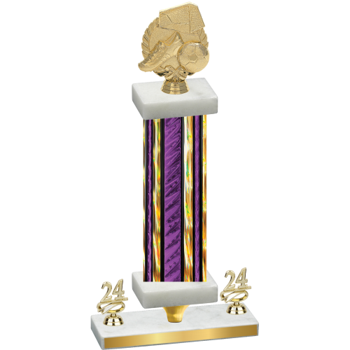 Premium Single Purple Glacier Year Soccer Trophy