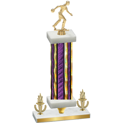 Premium Single Purple Glacier Victory Bowling Trophy