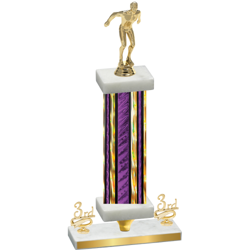 Premium Single Purple Glacier Third Place Swimming Trophy