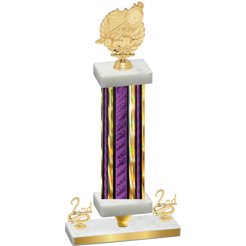 Premium Single Purple Glacier Second Place Swimming Trophy