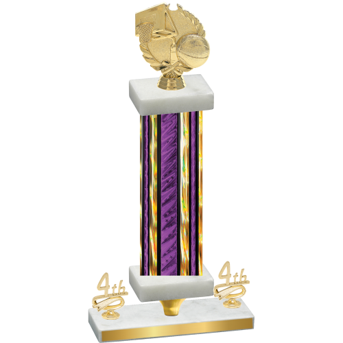 Premium Single Purple Glacier Fourth Place Basketball Trophy