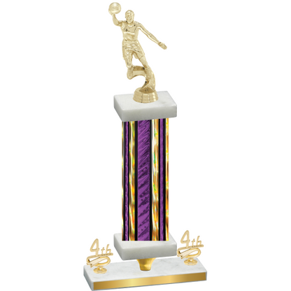Premium Single Purple Glacier Fourth Place Basketball Trophy