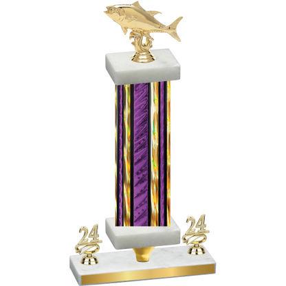 Premium Single Purple Glacier Year Fishing Trophy