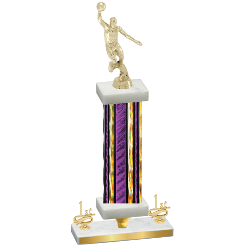 Premium Single Purple Glacier First Place Basketball Trophy