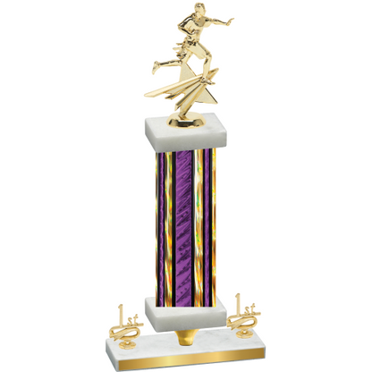 Premium Single Purple Glacier First Place Flag Football Trophy