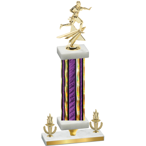 Premium Single Purple Glacier Victory Flag Football Trophy