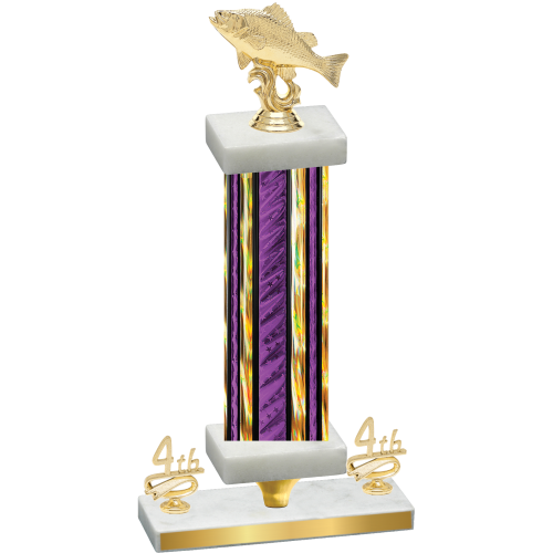 Premium Single Purple Glacier Fourth Place Fishing Trophy