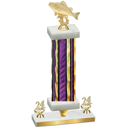 Premium Single Purple Glacier Year Fishing Trophy