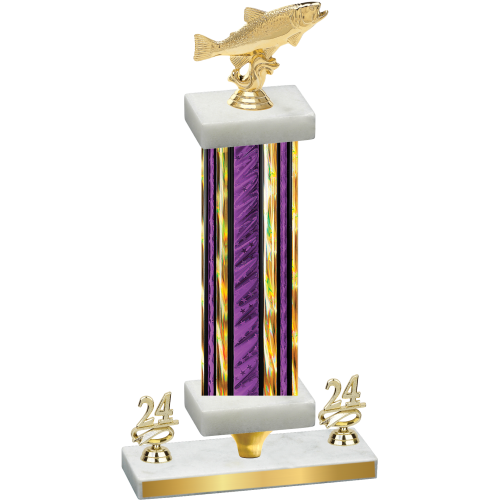 Premium Single Purple Glacier Year Fishing Trophy