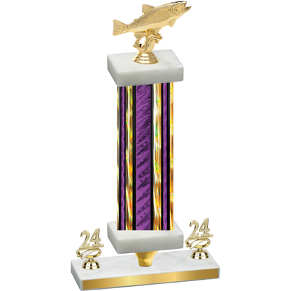 Premium Single Purple Glacier Year Fishing Trophy