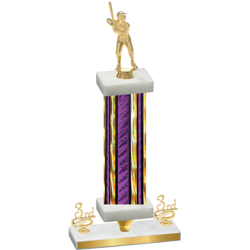 Premium Single Purple Glacier Third Place Baseball Trophy
