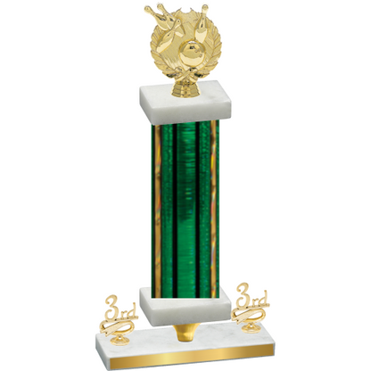 Premium Single Green Glacier Third Place Bowling Trophy