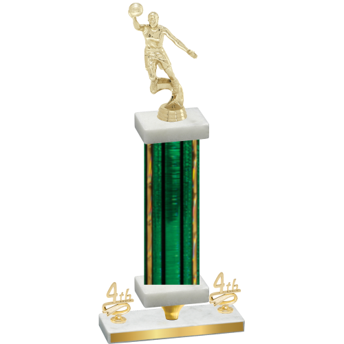Premium Single Green Glacier Fourth Place Basketball Trophy