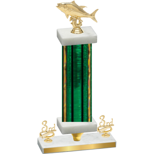 Premium Single Green Glacier Third Place Fishing Trophy