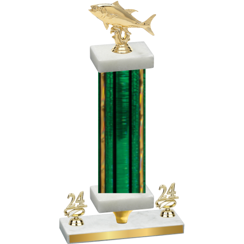 Premium Single Green Glacier Year Fishing Trophy