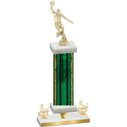 Premium Single Green Glacier Third Place Basketball Trophy