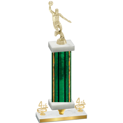 Premium Single Green Glacier Fourth Place Basketball Trophy