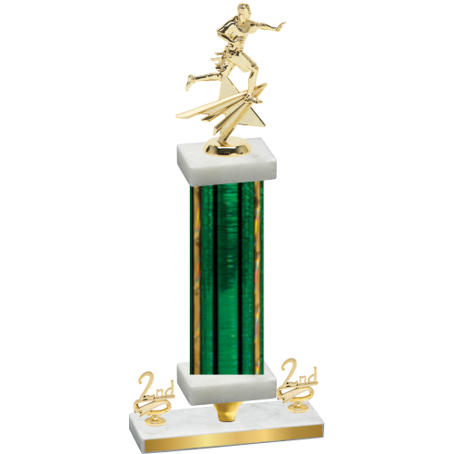 Premium Single Green Glacier Second Place Flag Football Trophy