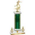 Premium Single Green Glacier Victory Flag Football Trophy
