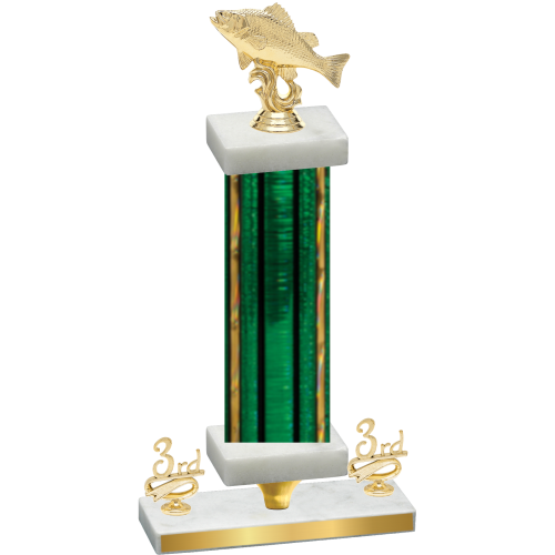 Premium Single Green Glacier Third Place Fishing Trophy
