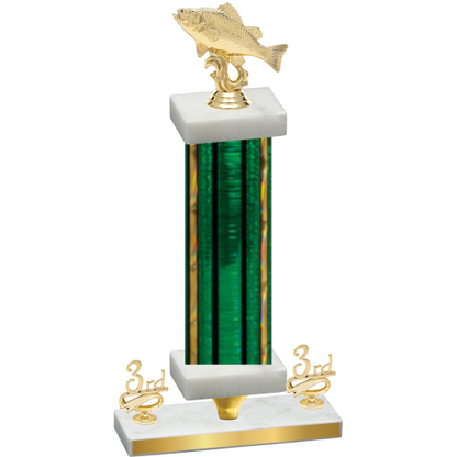 Premium Single Green Glacier Third Place Fishing Trophy