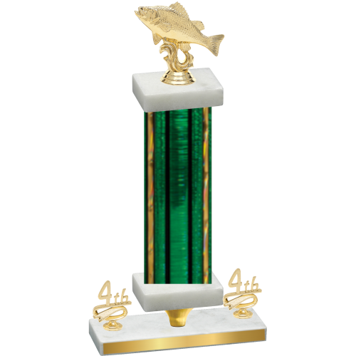 Premium Single Green Glacier Fourth Place Fishing Trophy