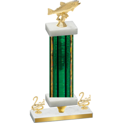 Premium Single Green Glacier Second Place Fishing Trophy