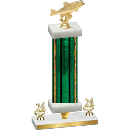 Premium Single Green Glacier Year Fishing Trophy